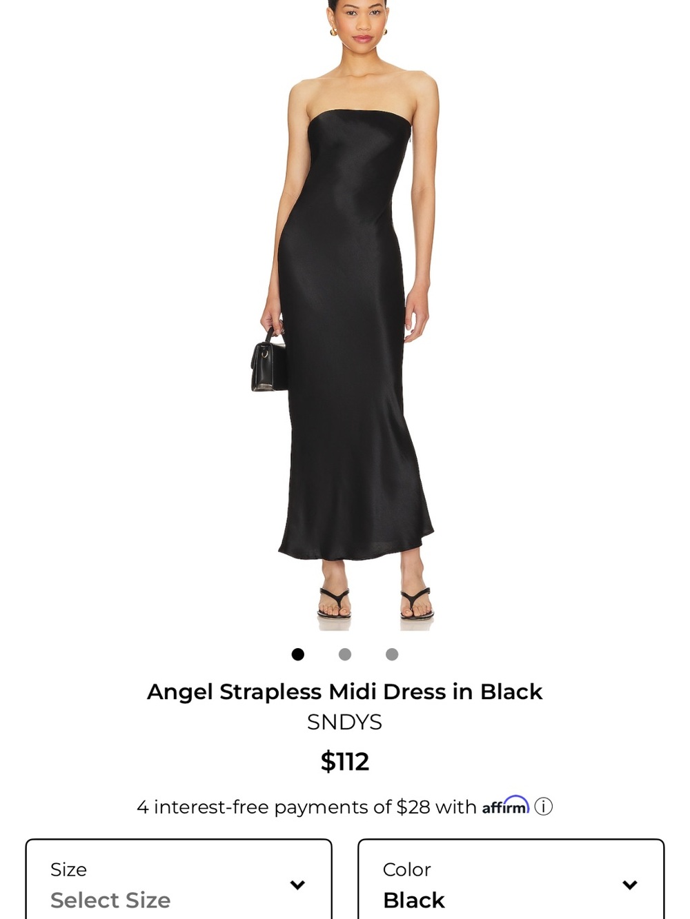 SNDYS Strapless Midi Dress in Black